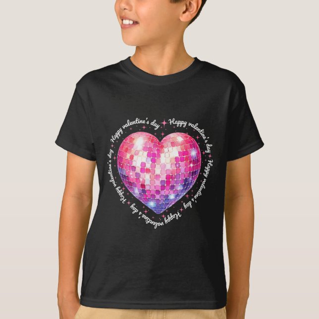 Camiseta Happy Valentine's Day Coquette Nk Disco Ball Heart (Frente)