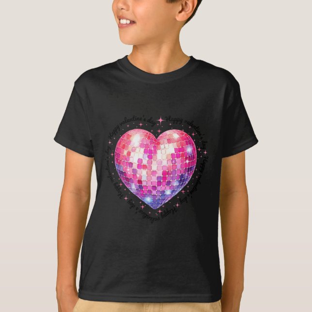 Camiseta Happy Valentine's Day Coquette Nk Disco Ball Heart (Frente)