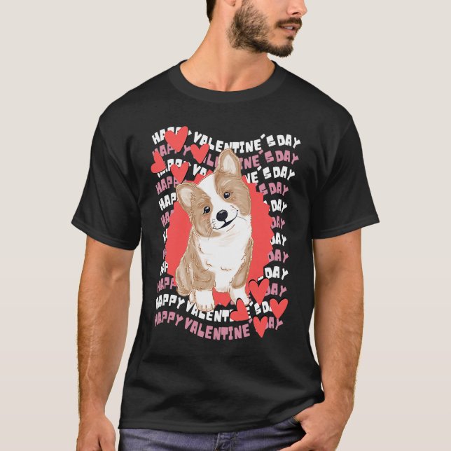 Camiseta Happy Valentine's Day Corgi Valentine Teacher Vale (Frente)