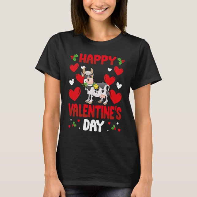 Camiseta Happy Valentines Day Cow Heart Love Animal (Frente)