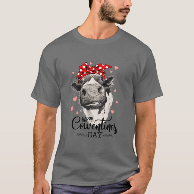 Camiseta Happy Valentines Day Cow Shirt, Funny Animal Lover (Frente)