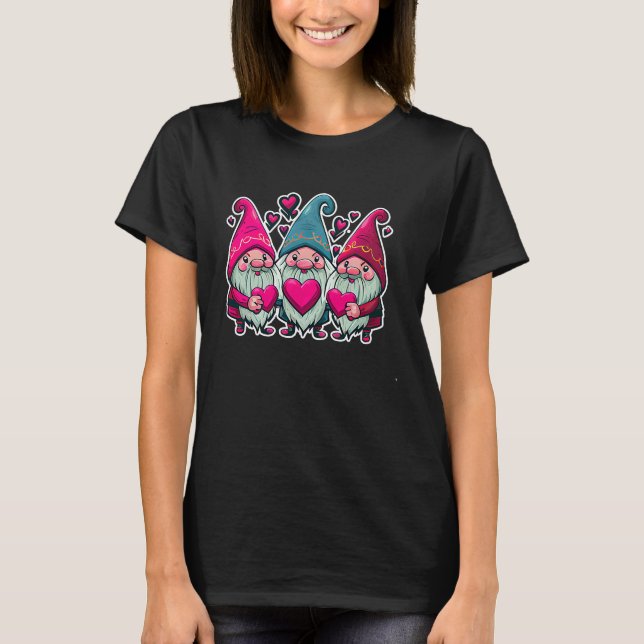 Camiseta Happy Valentine's Day Cute Gnomes Graphic Romantic (Frente)