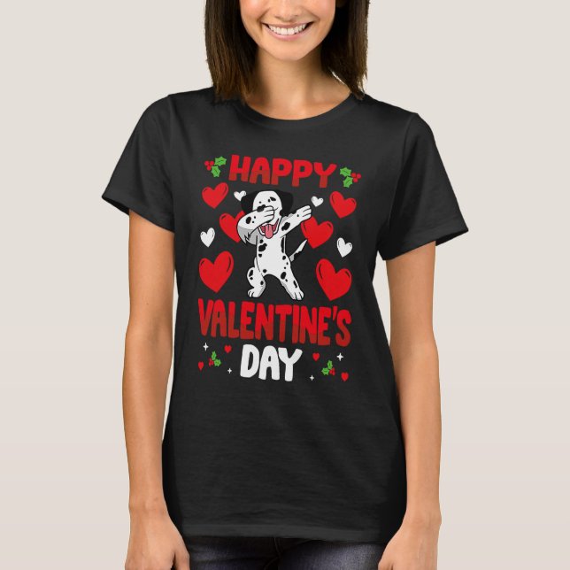 Camiseta Happy Valentines Day dalmatian Heart Love Animal (Frente)