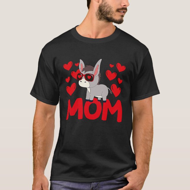 Camiseta Happy Valentine's Day Donkey Mom Mothers Day Valen (Frente)