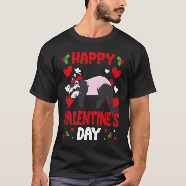 Camiseta Happy Valentines Day Ferrets Heart Love Animal (Frente)