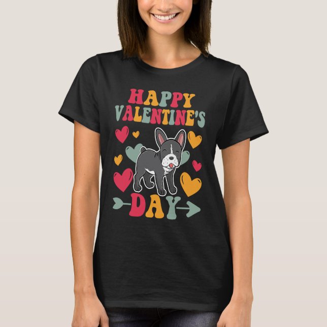 Camiseta Happy Valentines Day French Bulldog Heart Love Gro (Frente)