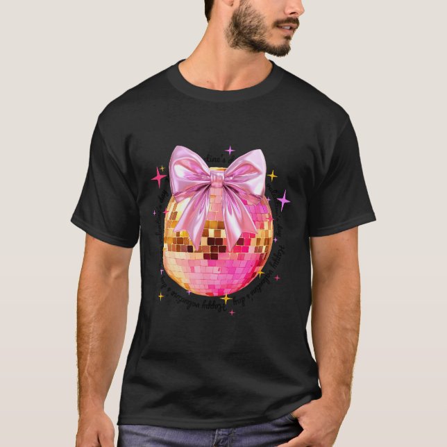 Camiseta Happy Valentine's Day Funny Coquette Disco Ball Gi (Frente)