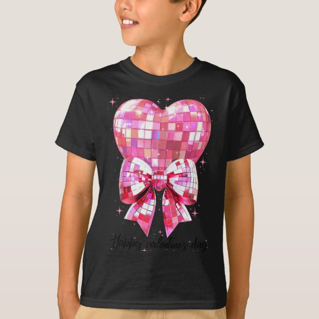 Camiseta Happy Valentine's Day Funny Coquette Disco Ball He (Frente)