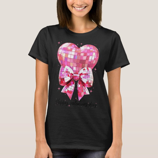Camiseta Happy Valentine's Day Funny Coquette Disco Ball He (Frente)