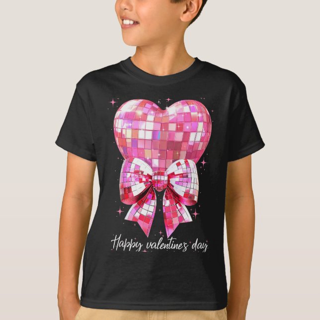 Camiseta Happy Valentine's Day Funny Coquette Disco Ball He (Frente)