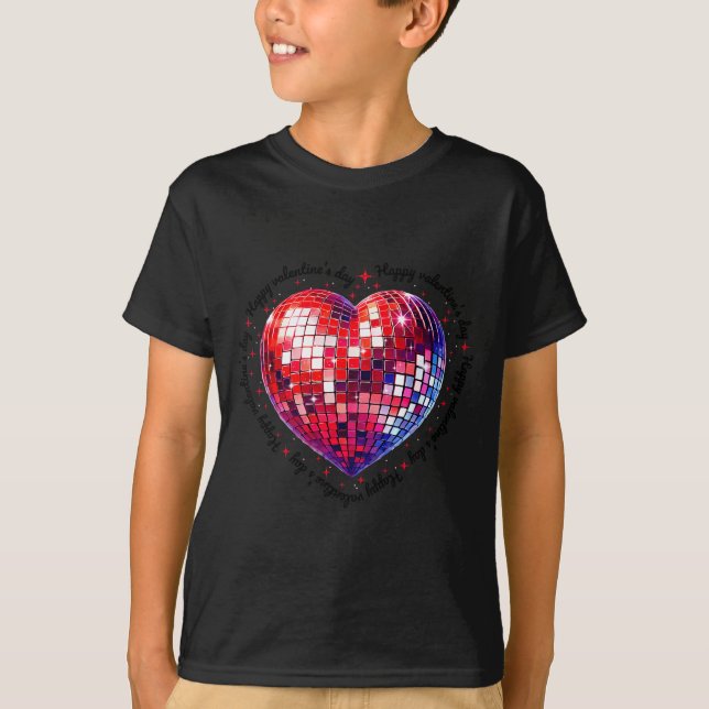 Camiseta Happy Valentine's Day Funny Coquette Red Disco Bal (Frente)