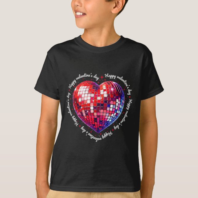 Camiseta Happy Valentine's Day Funny Coquette Red Disco Bal (Frente)