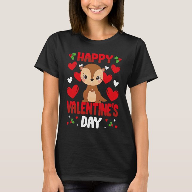 Camiseta Happy Valentines Day Otter Heart Love Animal (Frente)