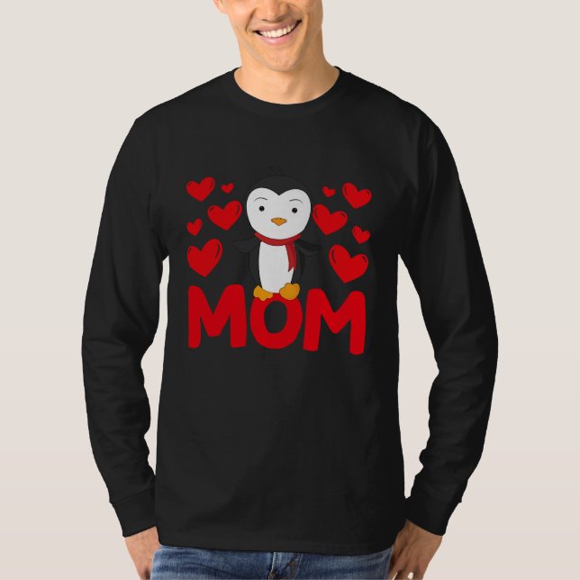 Camiseta Happy Valentine's Day Penguin Mom Mothers Day Vale (Frente)