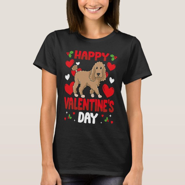Camiseta Happy Valentines Day Poodle Heart Love Animal (Frente)