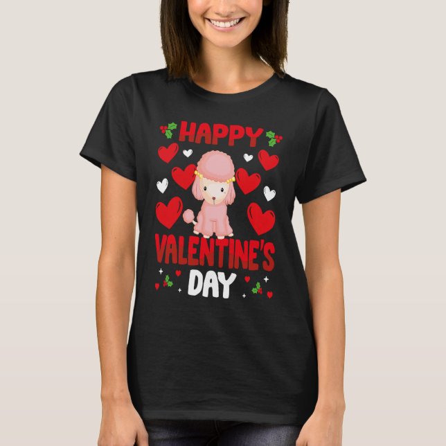 Camiseta Happy Valentines Day Poodle Heart Love Animal   1 (Frente)