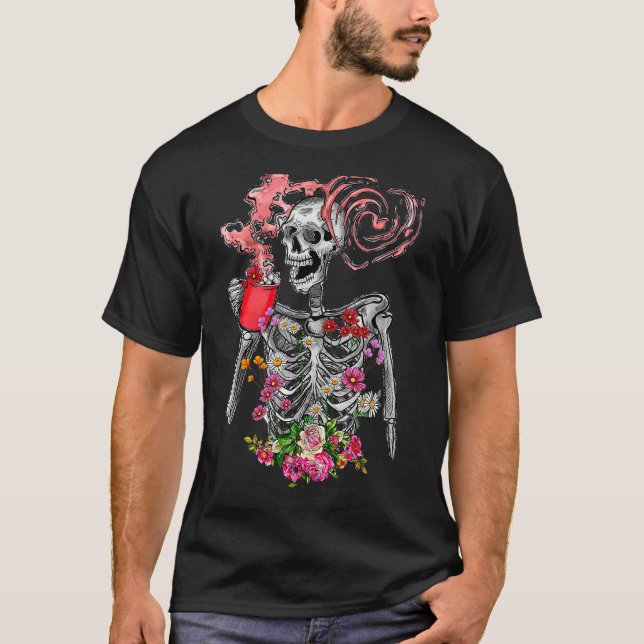 Camiseta Happy Valentine's Day Skeleton Hot Drink (Frente)