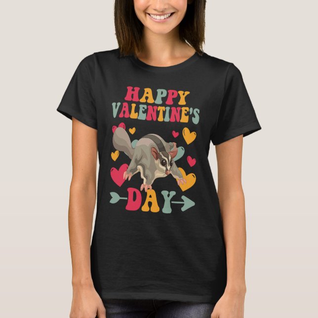 Camiseta Happy Valentines Day Sugar Glider Heart Love Groov (Frente)
