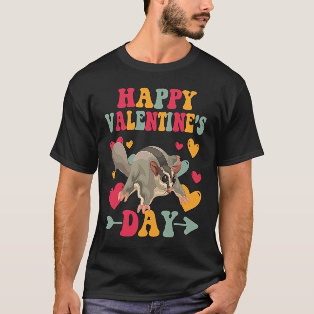 Camiseta Happy Valentines Day Sugar Glider Heart Love Groov (Frente)