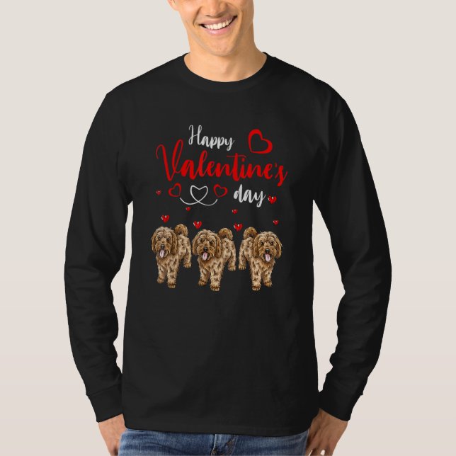 Camiseta Happy Valentine's Day Three Cute Cockapoo Dogs Lov (Frente)