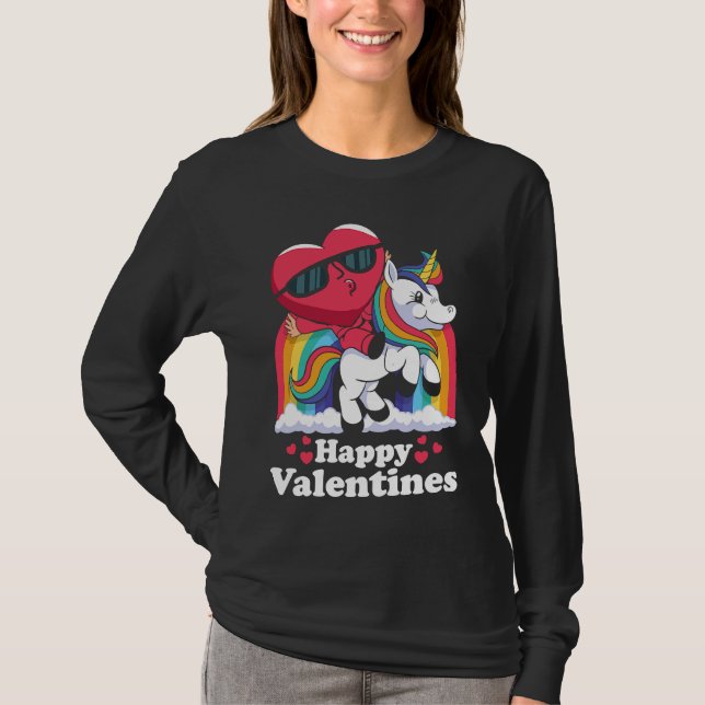 Camiseta Happy Valentines Heart Unicorn (Frente)