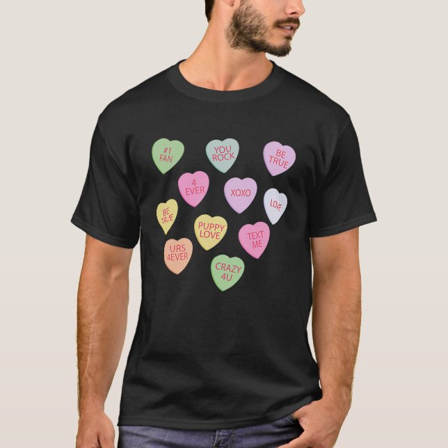 Camiseta Happy Valentineu2019s Day Candy Conversation Heart (Frente)