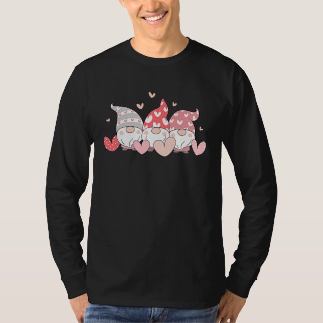 Camiseta Happy Valentineu2019s Day Three Cute Gnomes (Frente)