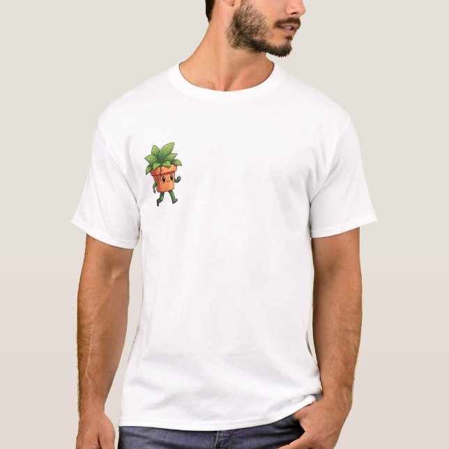 Camiseta Happy Walking Potted Plant Character with Cracked (Frente)