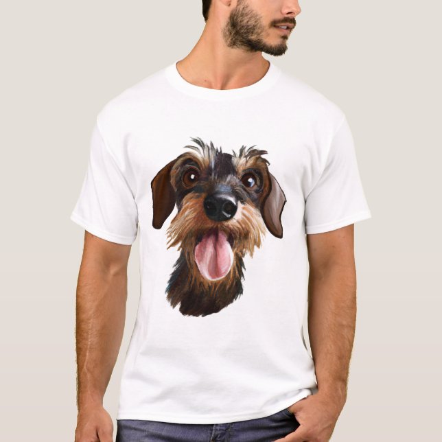 Camiseta Happy Wirehaired Dachshund (Frente)