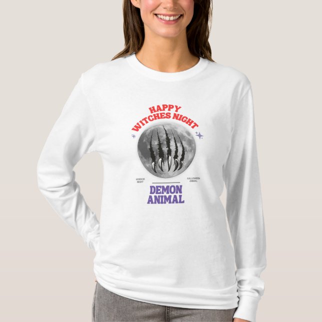 Camiseta happy witches night demon animal (Frente)