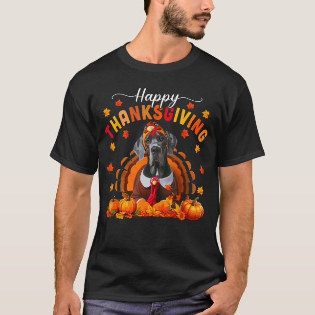 Camiseta Happyhanksgiving Great Dane Cosplay Fallurkey Owne (Frente)