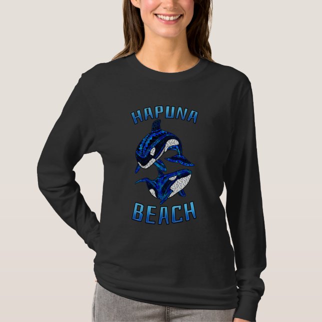Camiseta Hapuna Beach Hawaii Vacation Tribal Whale Orca Lon (Frente)