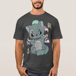 Camiseta Harajuku Cat Anime Neko Pastel Gótico Angelcore Sa