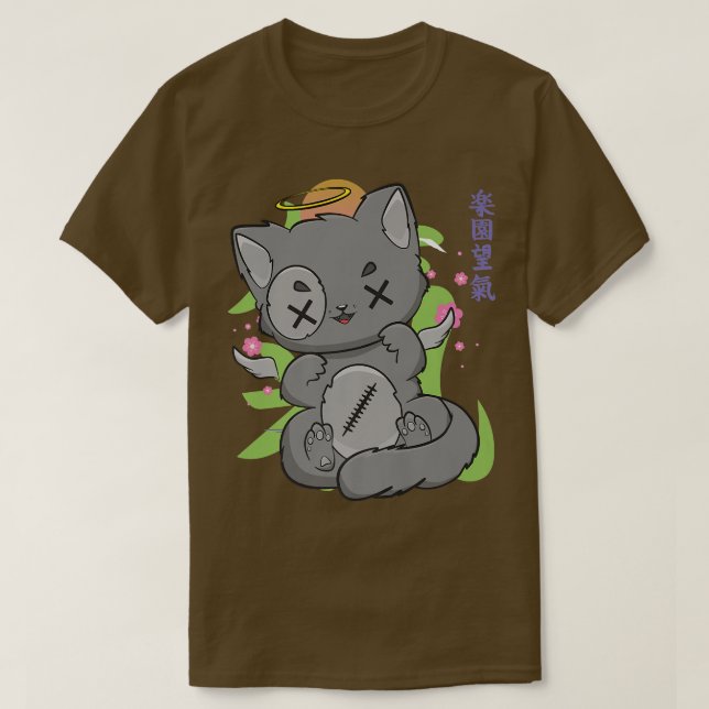 Camiseta Harajuku Cat Anime Neko Pastel Gótico Angelcore Sa (Frente do Design)