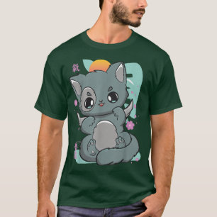 Camiseta Harajuku Cat Gótico Sakura Kanji Anime Neko Angelc