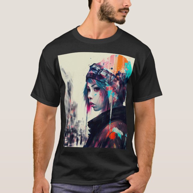 Camiseta Harajuku Japan Modern Girl Art Tee (Frente)