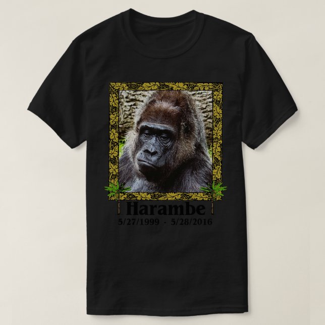 Camiseta Harambe Memorial Amo-Te A Descansar Em Paz (Frente do Design)