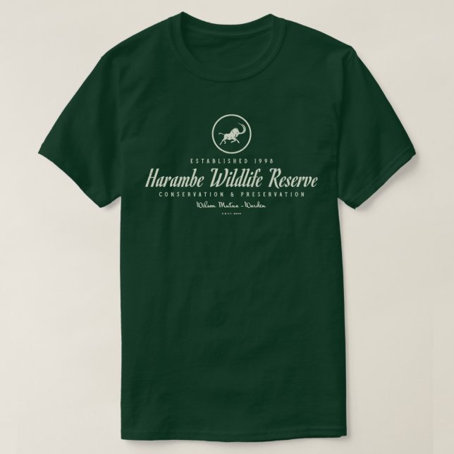 Camiseta Harambe Wildlife Reserve Theme Park (Frente do Design)