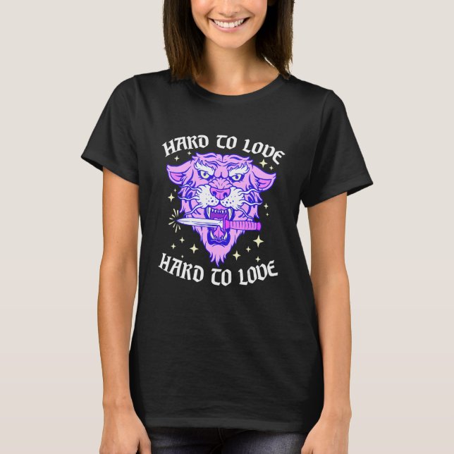 Camiseta Hard To Love Tiger Face Knife Dagger Emo Break Up  (Frente)