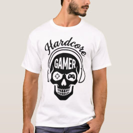 Camiseta Hardcore Gamer T-Shirt - Neon Retro E-Sports Skull