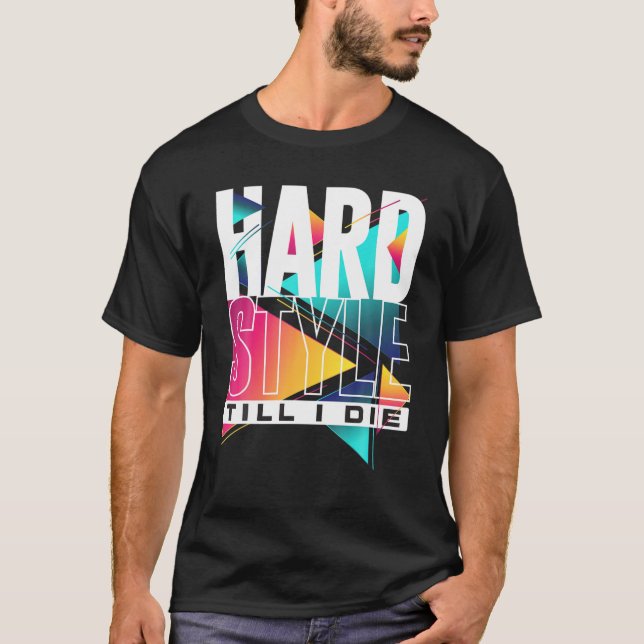 Camiseta Hardstyle até morrer Skull Rave Música Engraçada F (Frente)