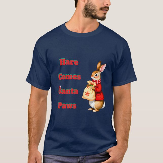 Camiseta Hare Comes Santa Paws T-Shirt (Frente)