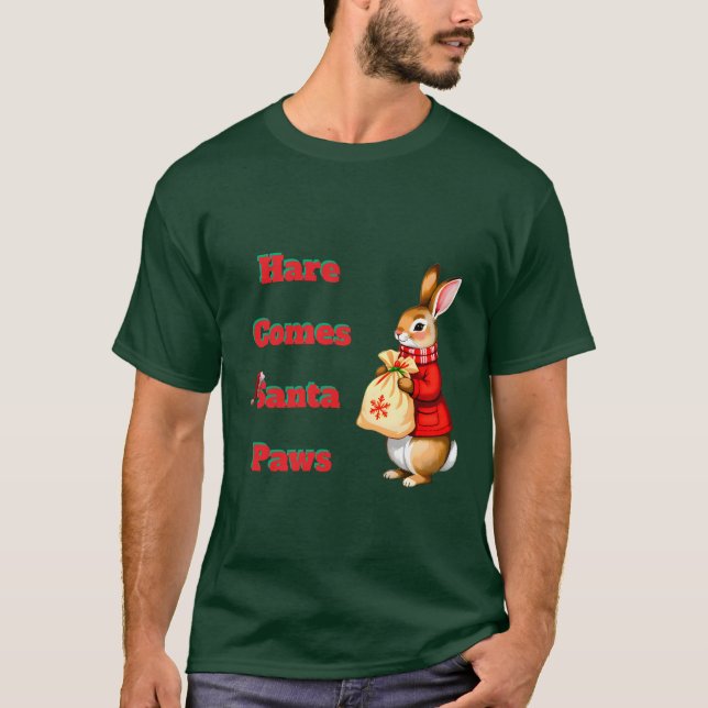 Camiseta Hare Comes Santa Paws T-Shirt (Frente)