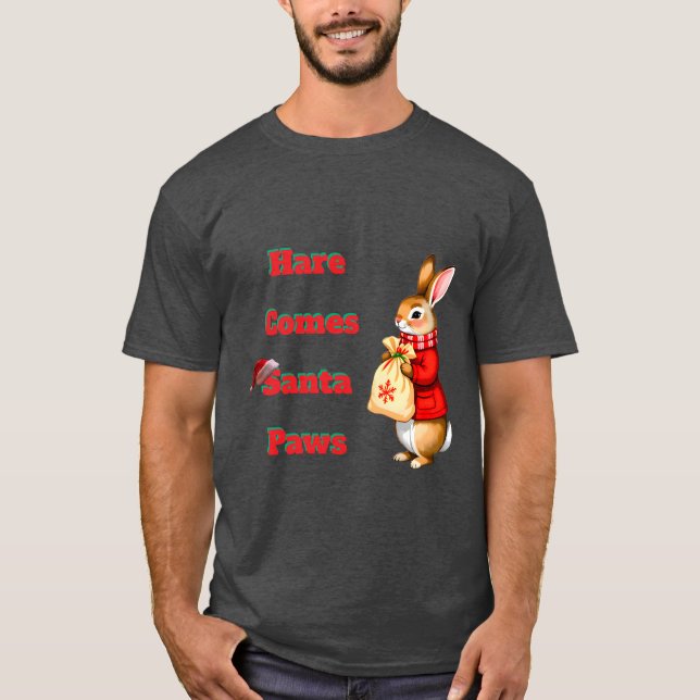 Camiseta Hare Comes Santa Paws T-Shirt (Frente)