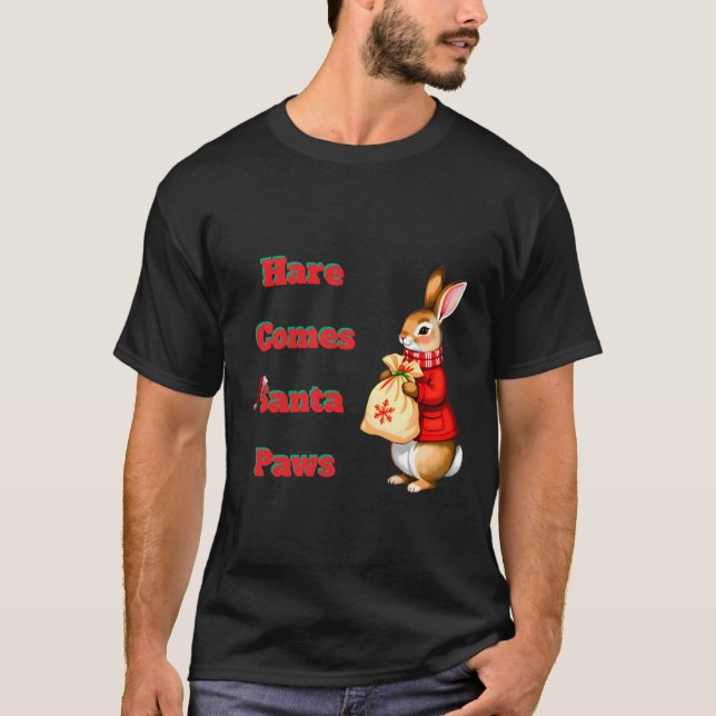 Camiseta Hare Comes Santa Paws T-Shirt (Frente)