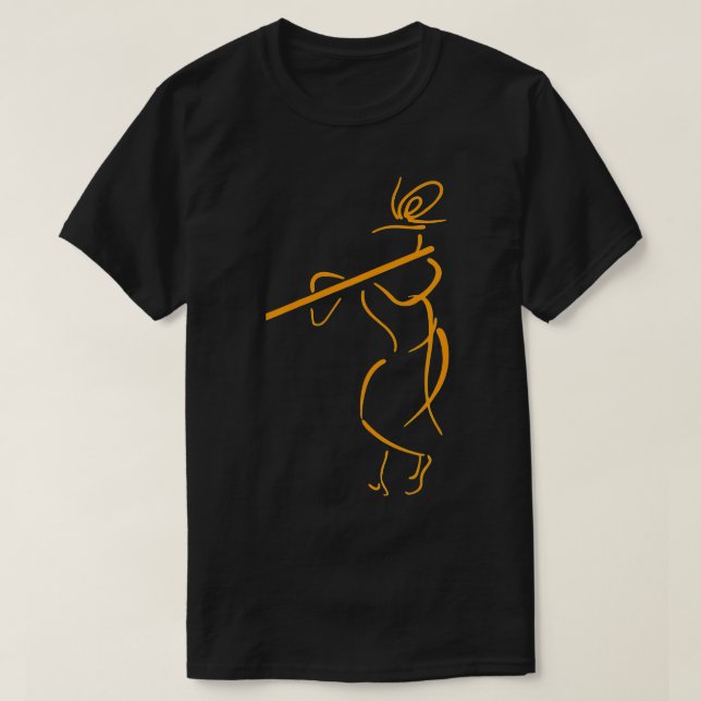 Camiseta Hare Krishna Flute Art  Krishna Lover  (Frente do Design)