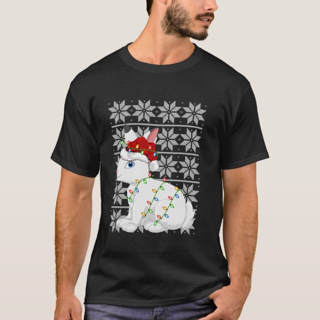 Camiseta Hare Xmas Lighting Papais noeis Ufly Sweater Style (Frente)