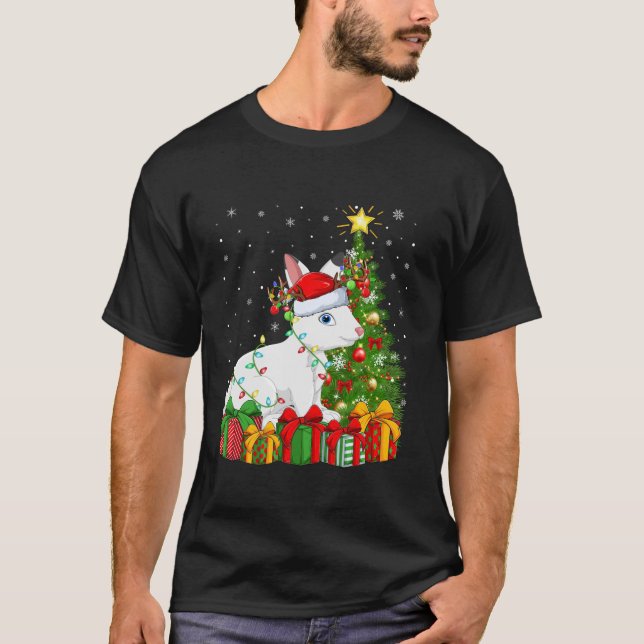 Camiseta Hare Xmas Tree Lighting Santa Hare Natal Hare Nata (Frente)