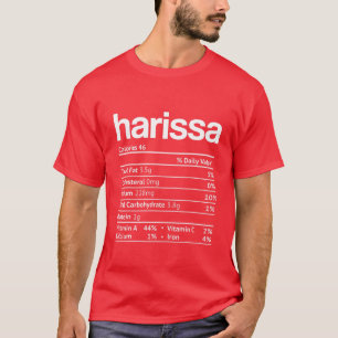 Camiseta Harissa Nutrition Fact Engraçado Ação de Graças Ch