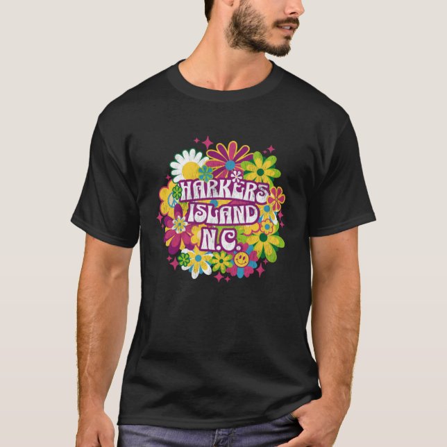 Camiseta Harkers Island NC Summertime Vacationing 70s Flowe (Frente)